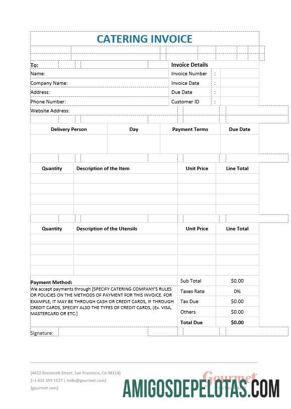 para download Modelo de fatura de serviço de catering